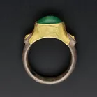 18ct Yellow Gold & Oxidised Silver Cabochon Emerald Ring