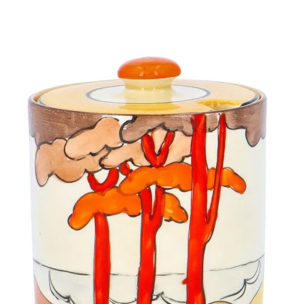 Clarice Cliff Coral Firs Preserve Pot