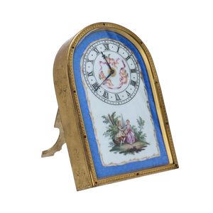 19th Century Porcelain Dial Strut Clock with Ormolu Mounts