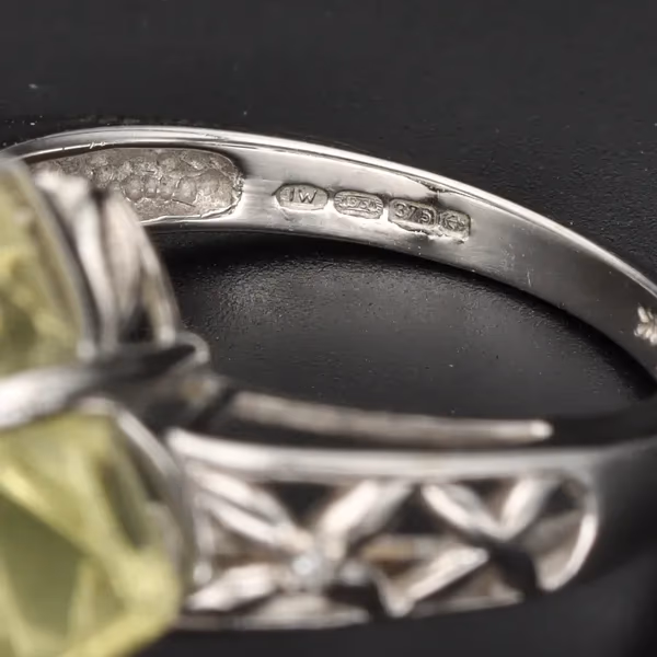 Unusual White Gold Quatrafoil Shape Citrine & Diamond Ring
