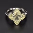 Unusual White Gold Quatrafoil Shape Citrine & Diamond Ring