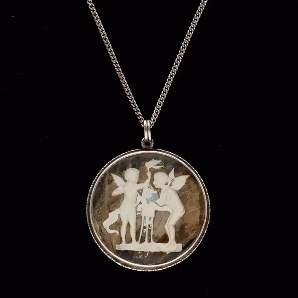 Sterling Silver Butterfly Wing Sulphide Cameo Pendant