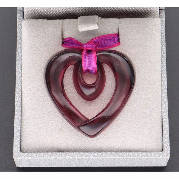 Lalique Heart Pendant in Purple Glass