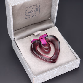 Lalique Heart Pendant in Purple Glass