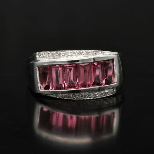 14ct Gold Pink Tourmaline and Diamond Ring image-2