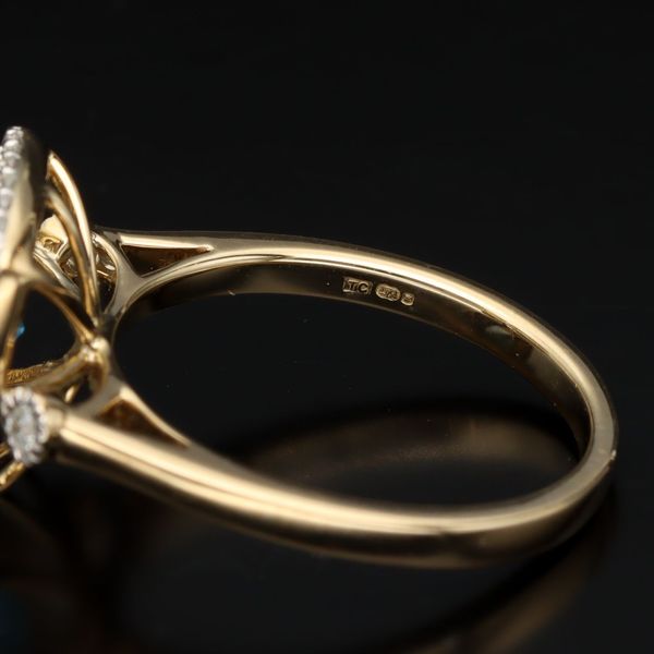 9ct Gold Blue Topaz and Diamond Ring