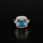 9ct Gold Blue Topaz and Diamond Ring