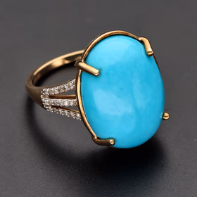 9ct Yellow Gold Turquoise & Diamond Statement Ring