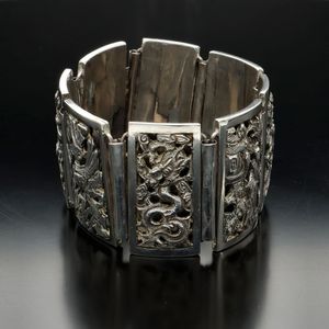Chinese Export Silver Panel Bracelet