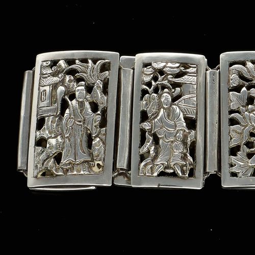 Chinese Export Silver Panel Bracelet image-5