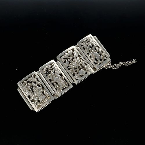Chinese Export Silver Panel Bracelet image-3