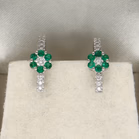 18ct Gold Emerald and Diamond Earrings