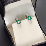 18ct Gold Emerald and Diamond Earrings
