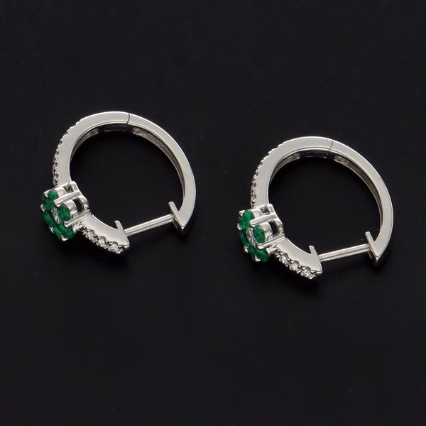 18ct Gold Emerald and Diamond Earrings