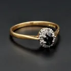 18ct Gold Oval  Sapphire and Diamond Cluster Ring