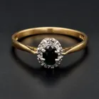 18ct Gold Oval  Sapphire and Diamond Cluster Ring