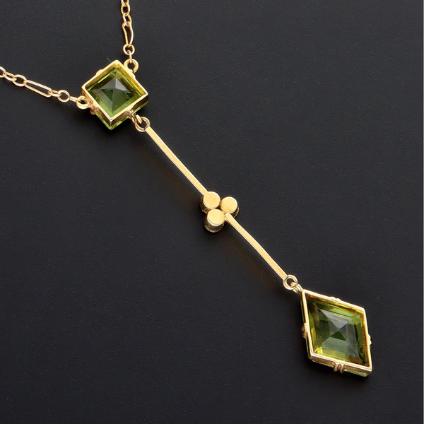 Edwardian Peridot and Pearl Necklace