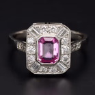 Platinum Pink Sapphire and Diamond Ring