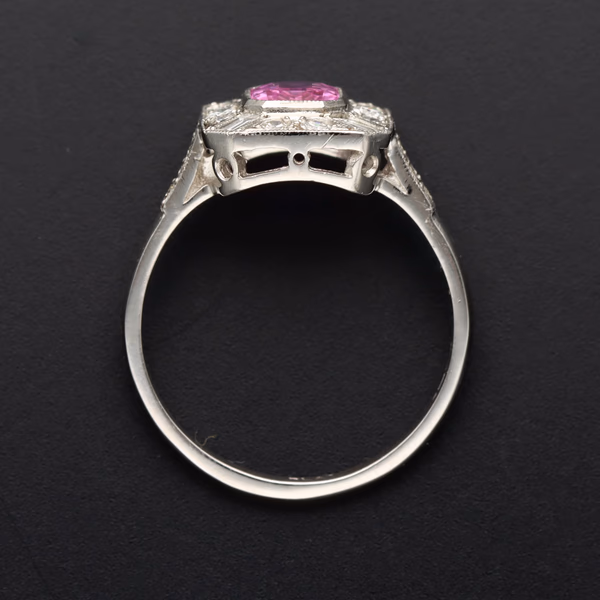 Platinum Pink Sapphire and Diamond Ring