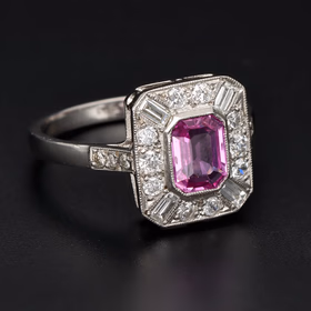 Platinum Pink Sapphire and Diamond Ring