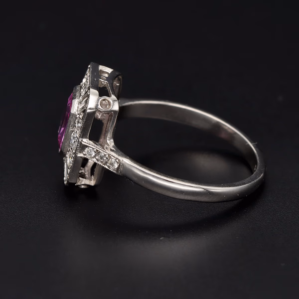 Platinum Pink Sapphire and Diamond Ring