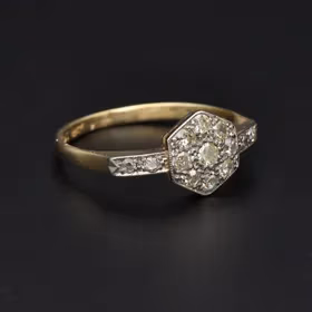 Art Deco 18ct Gold  Diamond Cluster Ring