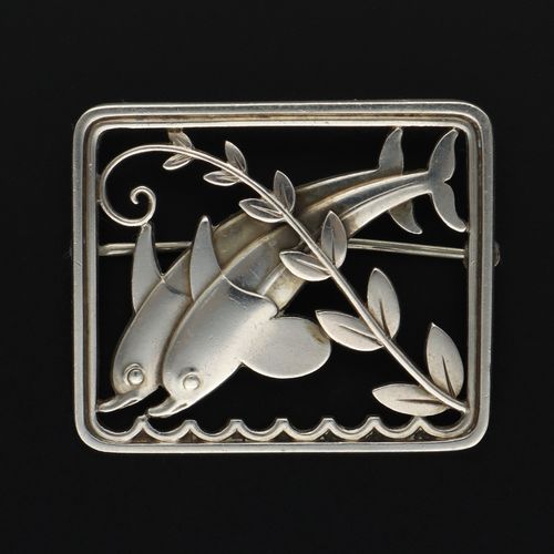 Silver Dolphin Brooch by Arno Malinowski image-1