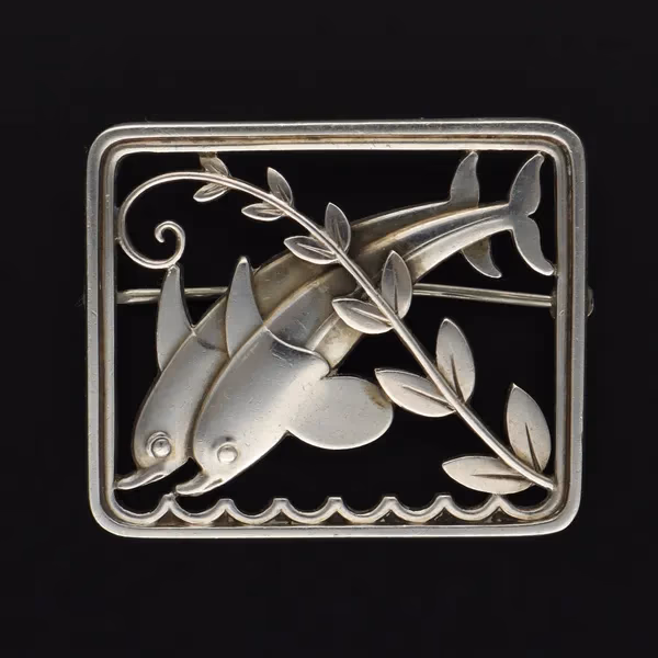 Georg Jensen Silver Dolphin Brooch by Arno Malinowski