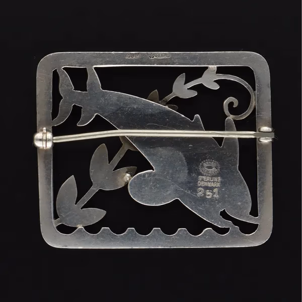 Georg Jensen Silver Dolphin Brooch by Arno Malinowski