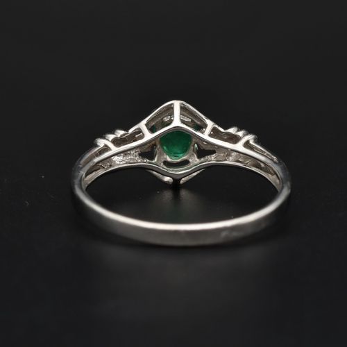 14ct Gold Emerald  Diamond Ring image-5