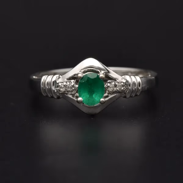 14ct Gold Emerald  Diamond Ring