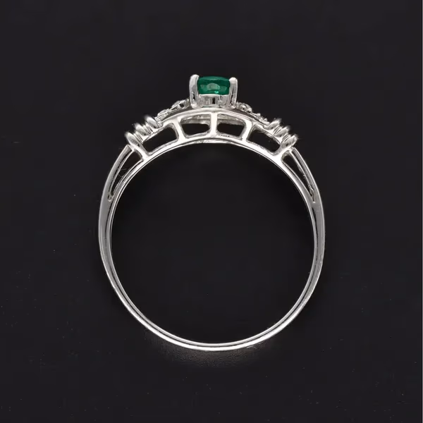 14ct Gold Emerald  Diamond Ring