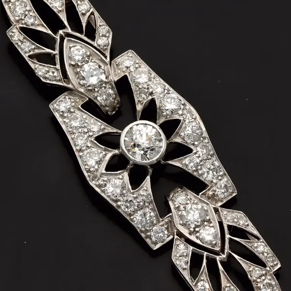 Victorian White Gold Diamond Set Pendant Necklace