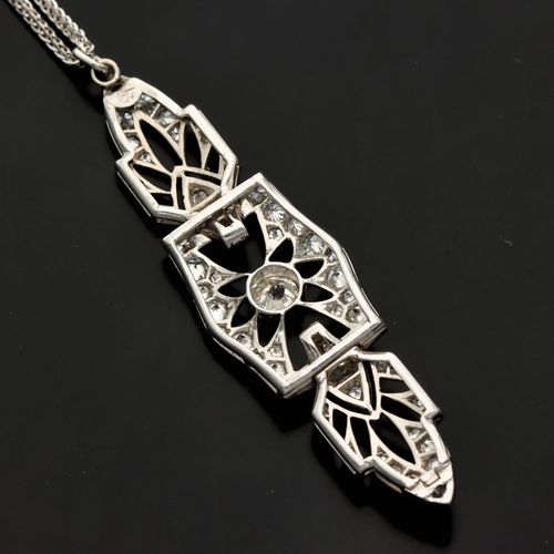 Victorian White Gold Diamond Set Pendant Necklace image-5