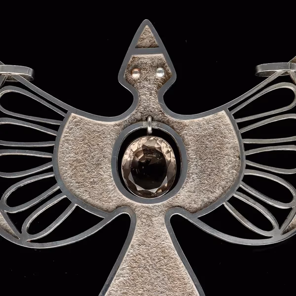 Original Ecuadorean Silver and Smokey Quartz Bird Pendant