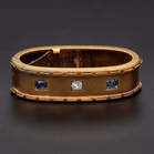 Victorian 15ct Yellow Gold Sapphire & Diamond Scarf Clip