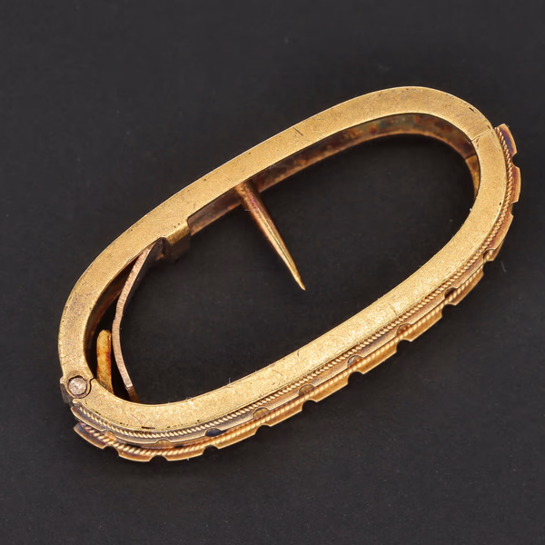 Victorian 15ct Yellow Gold Sapphire & Diamond Scarf Clip