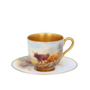 Royal Worcester H Stinton Demi Tasse Cup and Saucer