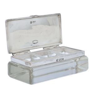 Edwardian Silver and Glass Stamp Box