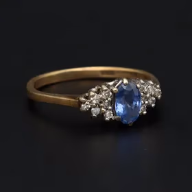 Retro Vintage Gold Sapphire Diamond Ring