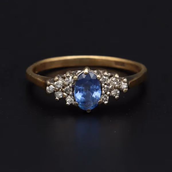 Retro Vintage Gold Sapphire Diamond Ring