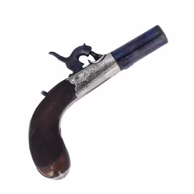 Nickel Framed & Silver Mounted Percussion Pistol
