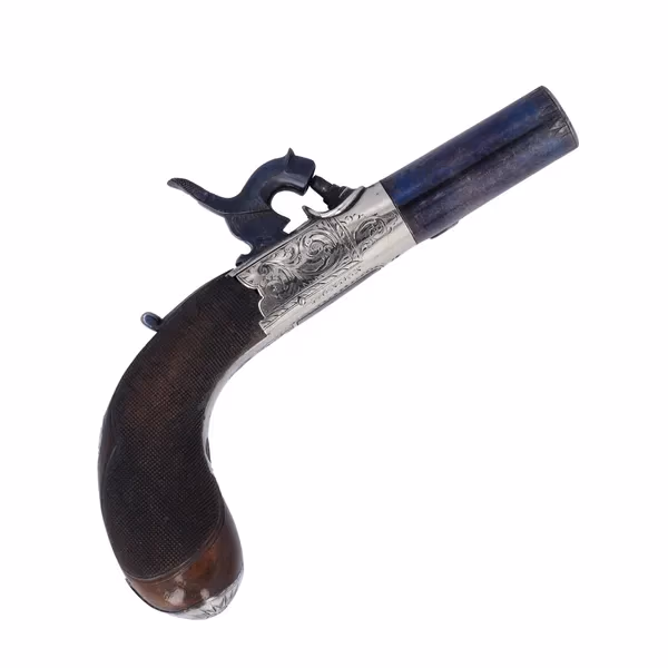 Nickel Framed & Silver Mounted Percussion Pistol