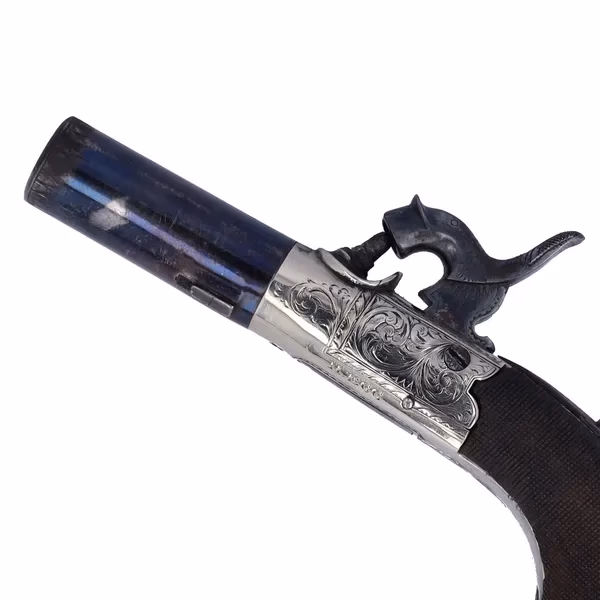 Nickel Framed & Silver Mounted Percussion Pistol