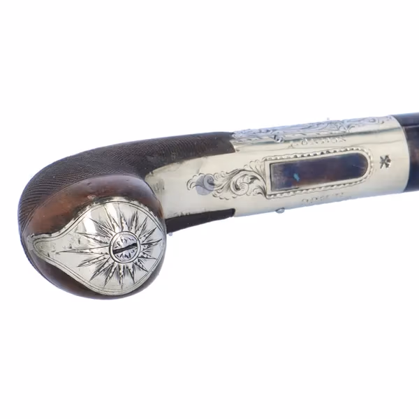 Nickel Framed & Silver Mounted Percussion Pistol