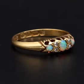 Edwardian 18ct Gold Opal Diamond Ring