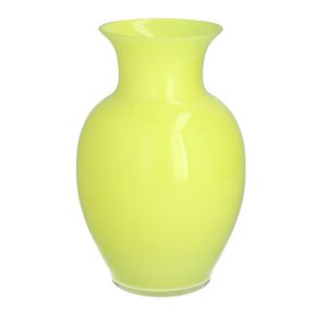 Large 1980s Hand Blown Glass Vase by Dibbern -Striking Lemon Tone