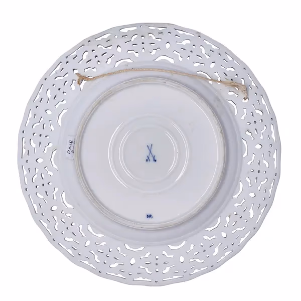 Pair Of Meissen Blue Onion Reticulated Plates
