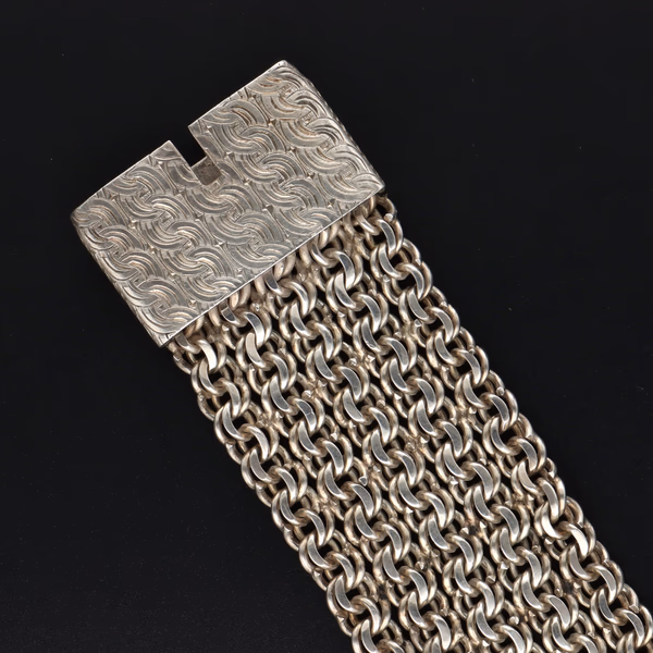 Silver Linked Wide Bracelet
