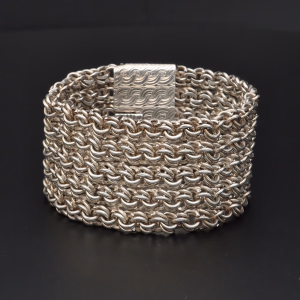 Silver Linked Wide Bracelet